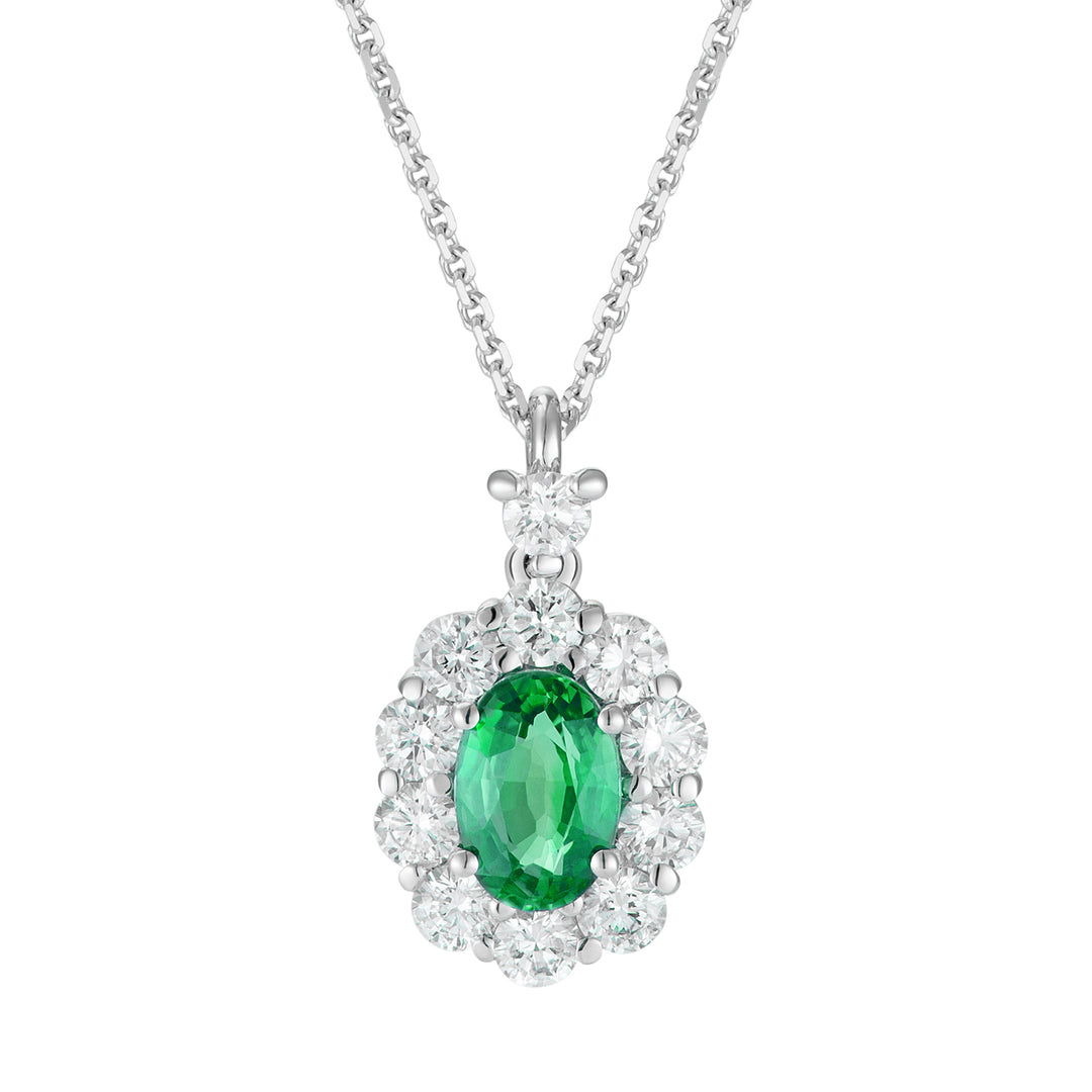 Golay 6x4 ovale halsketting van smaragd en diamanten omtrek PCL042DISM1-23166110168