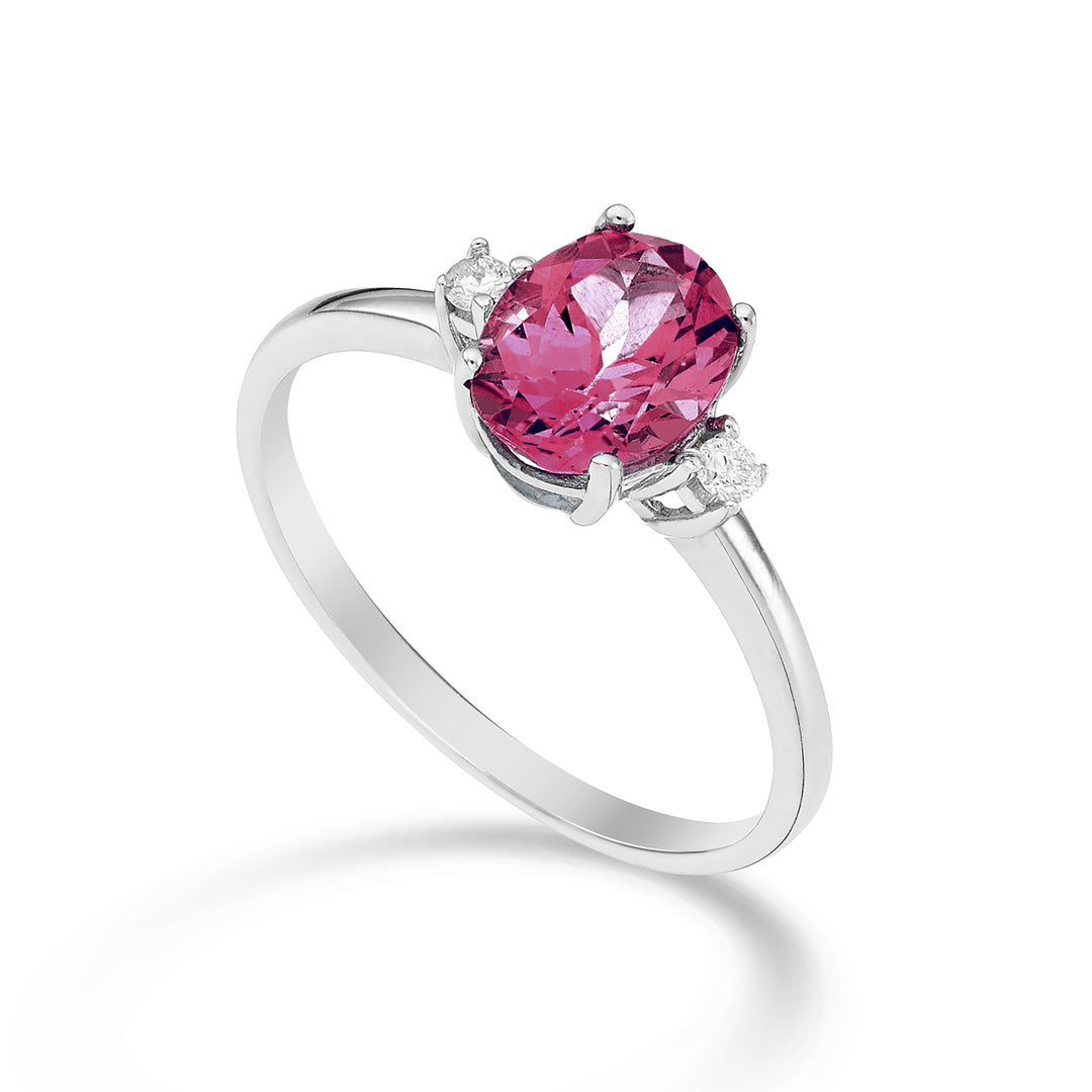 Mikiko, ein ovaler rosa Topas aus 18 Karat, 8 x 6 ct., 1,40 Durchm. ct.0,05 MA5074O4TPPK
