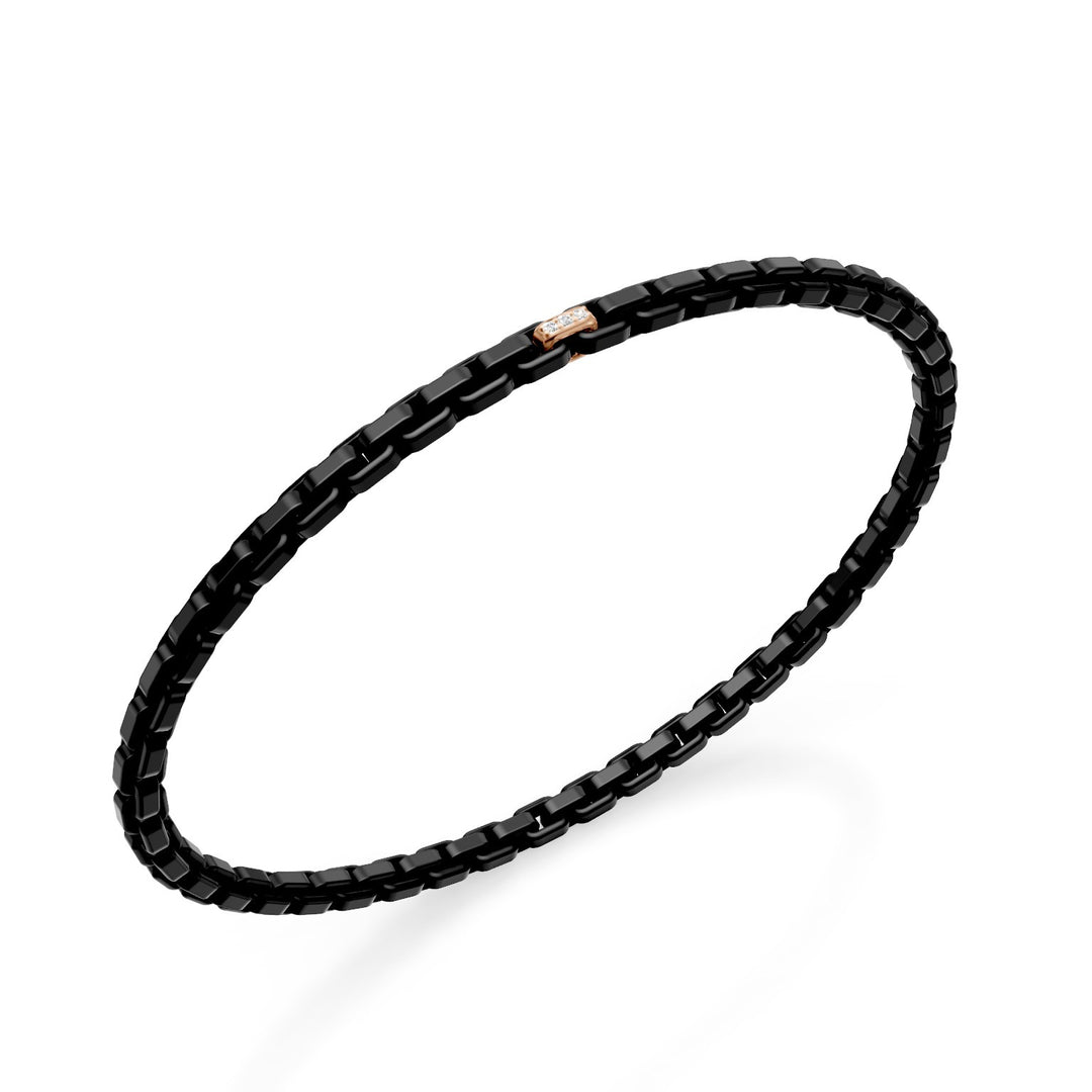 Golay black titanium bracelet, with an 18kt rose gold pavet insert, square link, 18cm GBR033E1O3DINE-180
