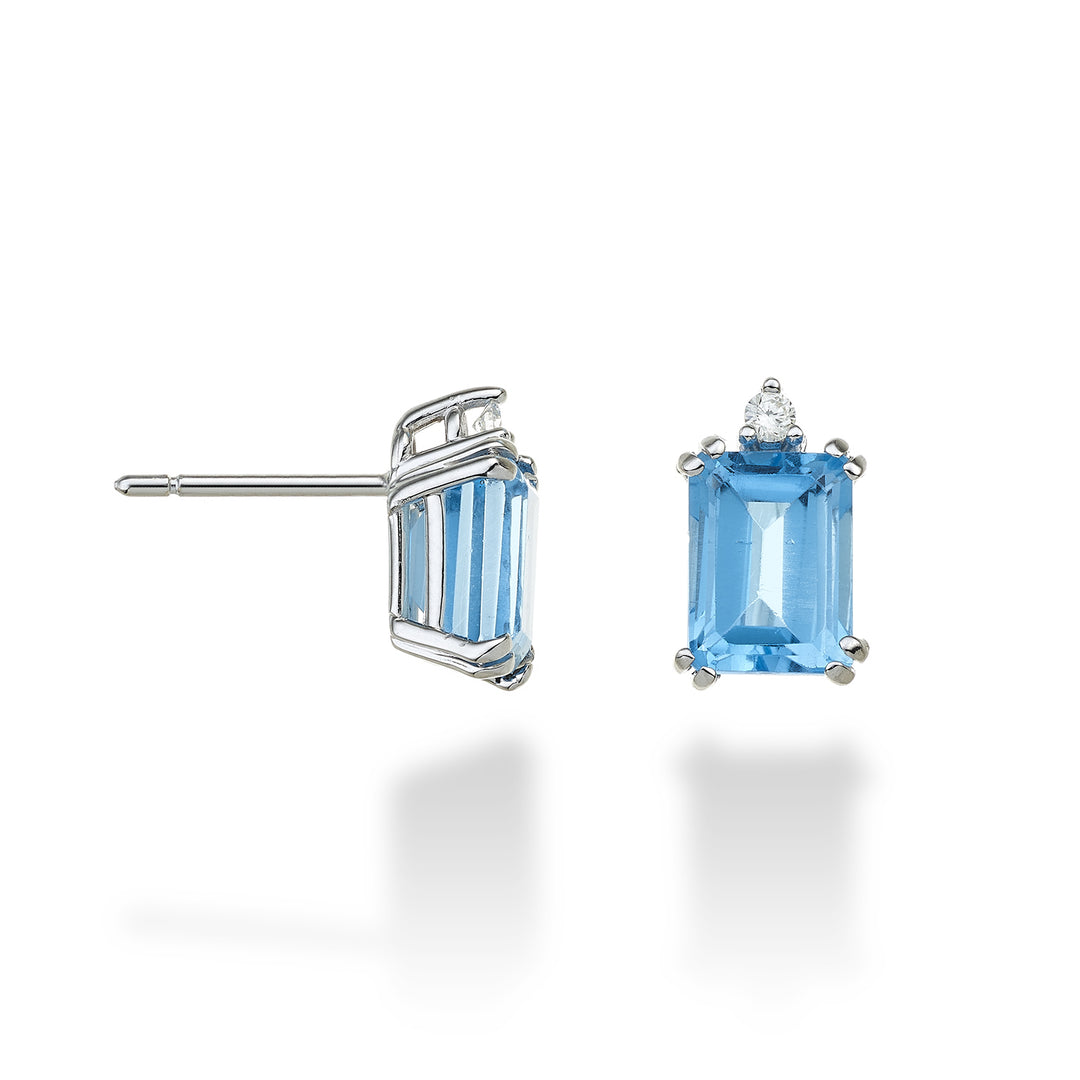 Nihama oder 18k achteckiger blauer Topas 8x6 ct.4,20 Durchm. ct.0,06 NOCL090DITPAZ3O4