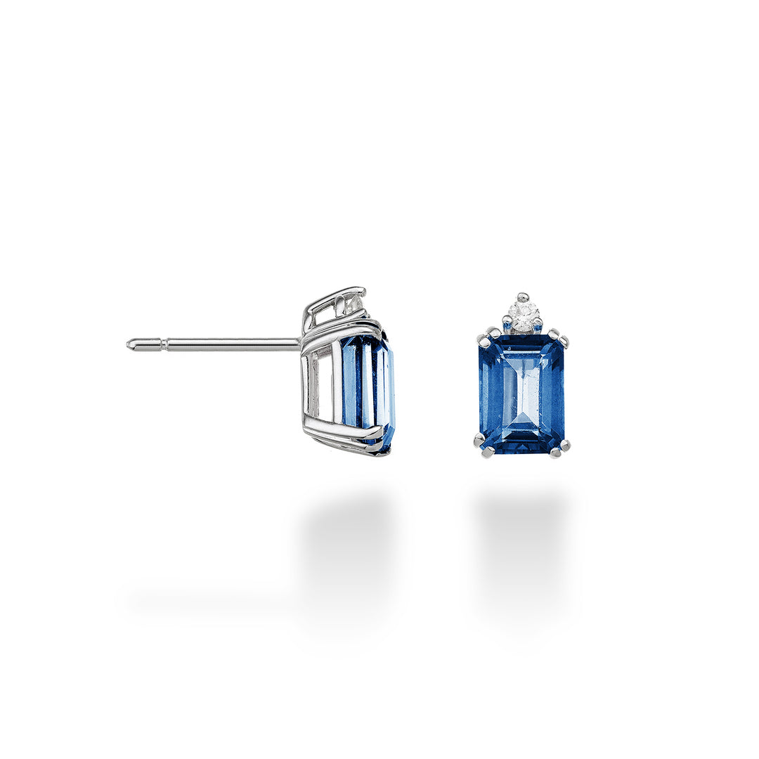 Nihama oder 18k achteckiger Londoner Blautopas 7x5 ct.2,40 Durchm. ct.0,05 NOCL090DITPBL2O4