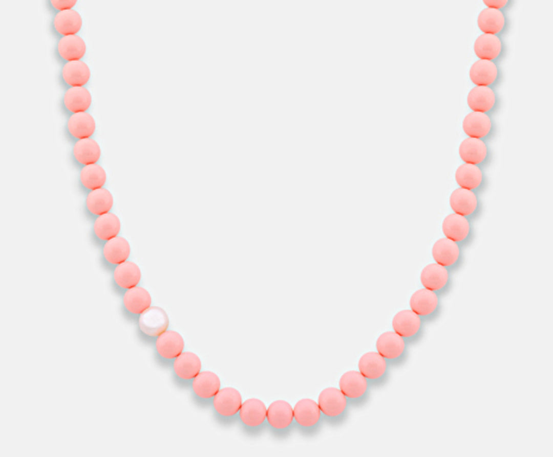 Nihama cl ag925 fw 9/10 pink coral agglomerate 8mm 50 cm NC7092A4CORAL