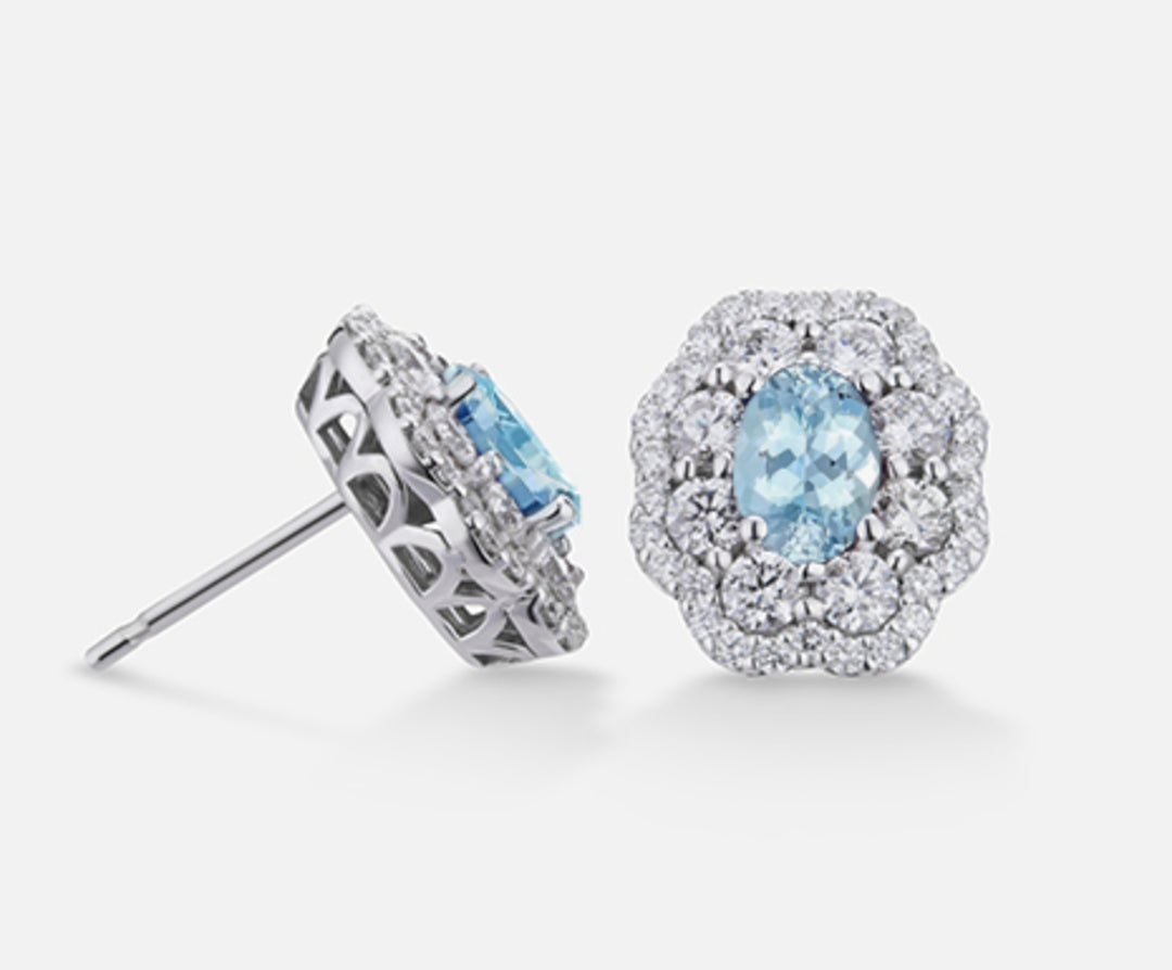 Mikiko oder 18 Karat ovaler Aquamarin, 6 x 4 ct. 0,60 dia ct. 1,26 MO5036O4AM