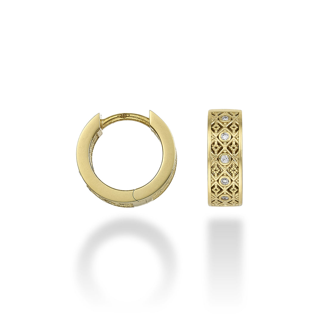 Nihama oder 18 Karat runder Texturdiam. 0,05 ct Gelbgold-Diam. Ost. 12mm NO5064O1BR005