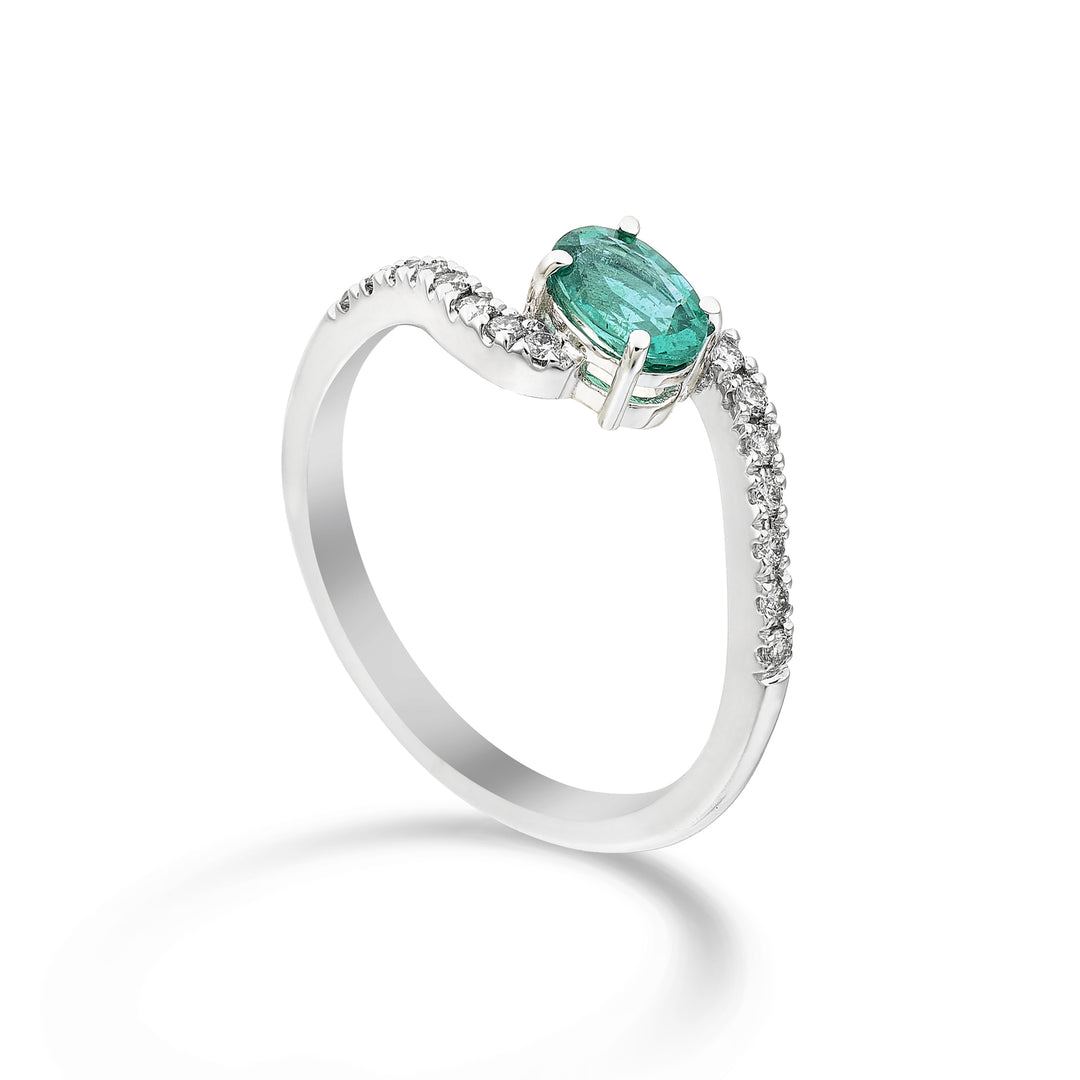Golay 6x4 oval emerald ring with recessed "S" shank ACLG434DISM64-24085110055