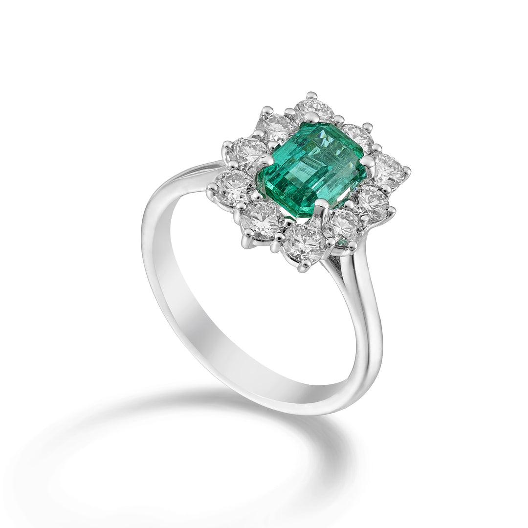 Golay octagonal emerald ring 7x5 contour 10 stones ACLC488DSM75-24242110065
