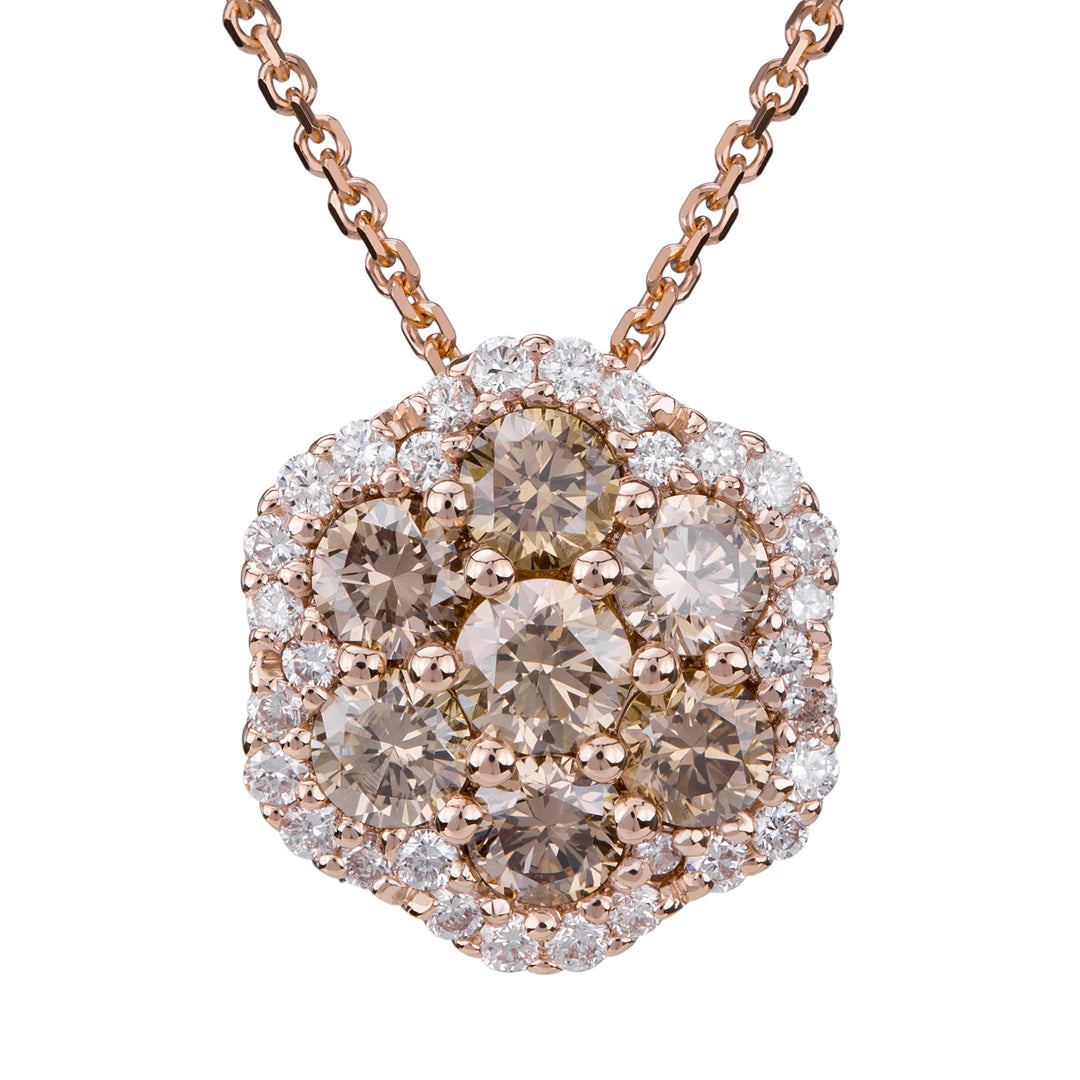 Golay flower necklace with brown diamonds and contour d. white PPV007DIBW-18075110032