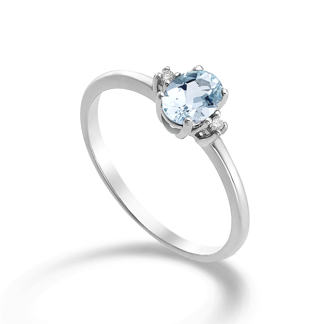 Nihama an 9k oval aquamarine 6x4 ct.0,30 diam. 0.02 ct NA5072R4AM