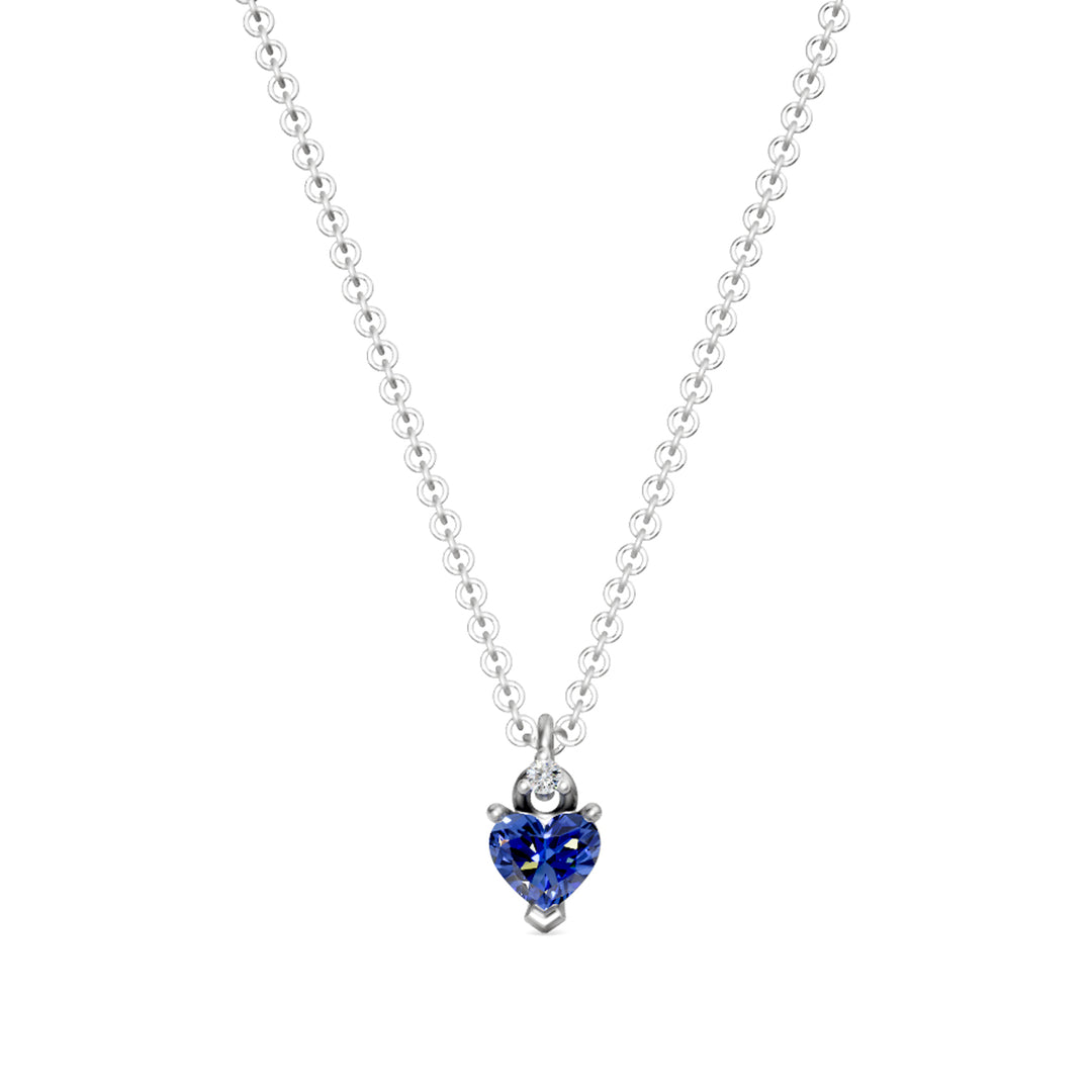 Golay 5x5 heart sapphire necklace with counter link GCL579DZB55-24318110033