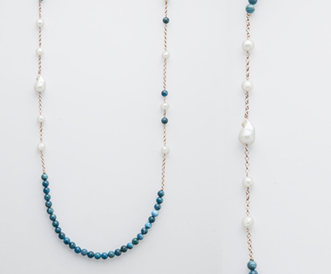 Nihama cl ag925 fw bar 10/11 14/15 blauw apatiet 8mm. 90 cm ND7539A3APATITE