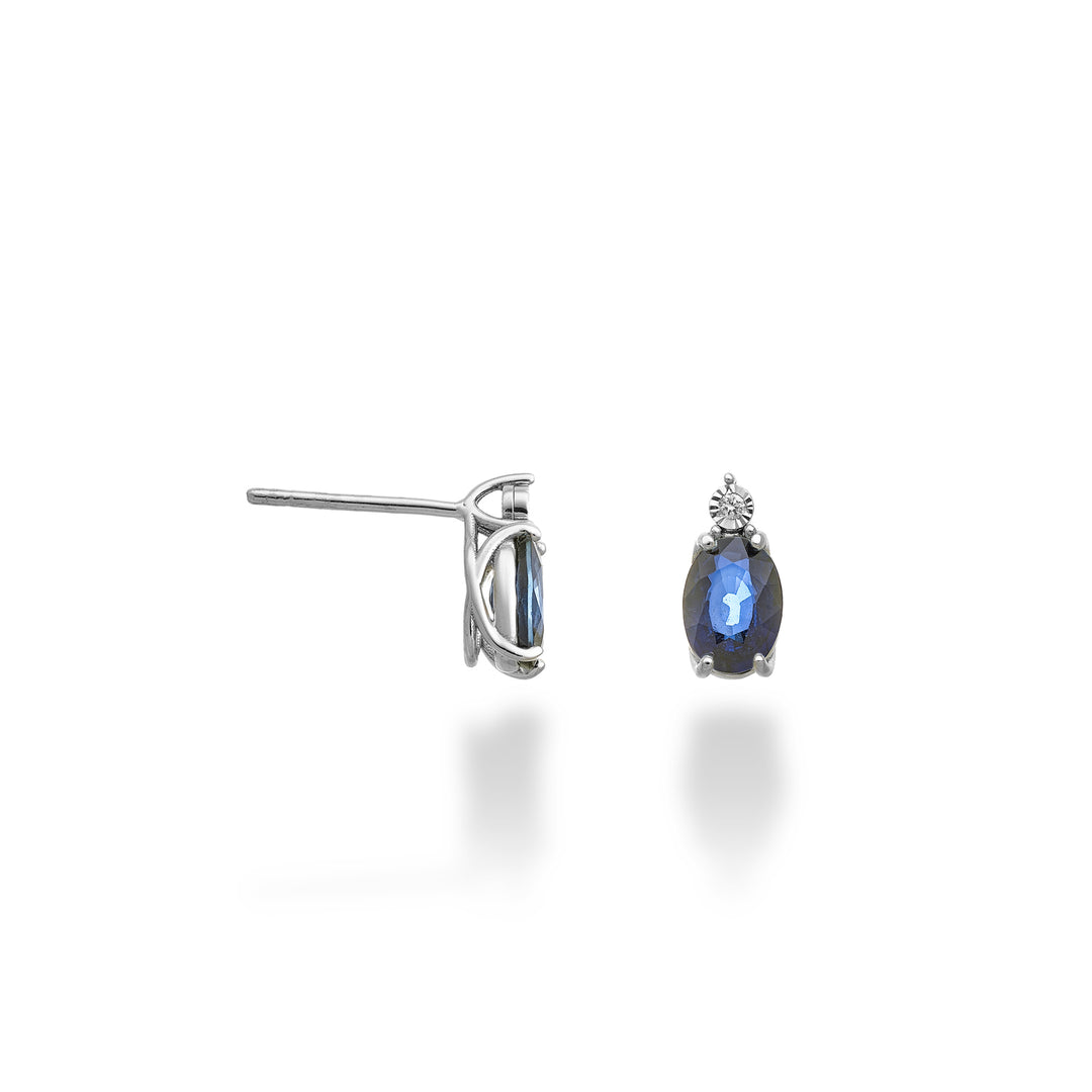 Nihama of 18k ovale saffier 7x5 met diamant NO5176O4ZFD