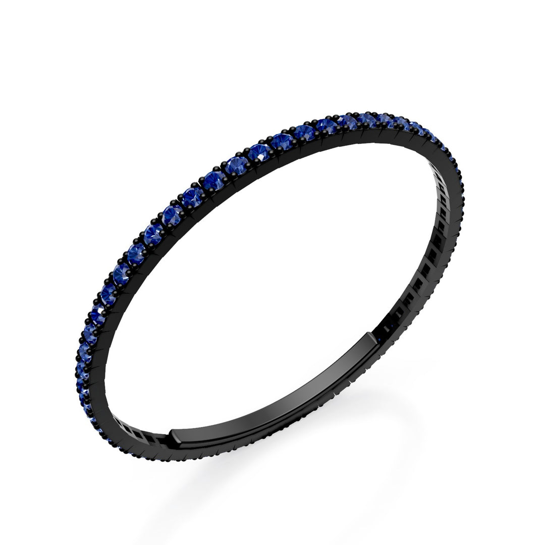 X-Diamond black titanium tennis bracelet set entirely with sapphires, with butterfly clasp, 18.5cm, second size LXDBRT012ZANE-185