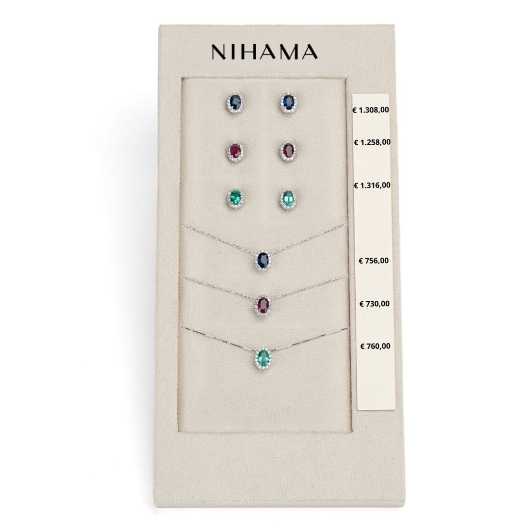 Nihama-Paket Kl. 5059 + oder 5038 18kt ovaler 6x4 Saphir, Rubin und Smaragd tr. N.LIGHTBOX.13-T