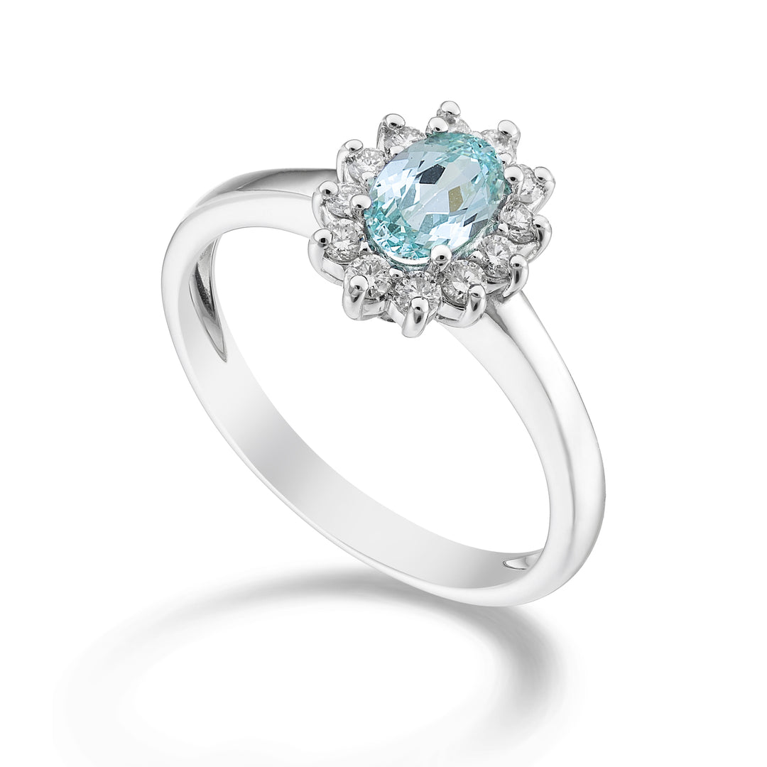 Mikiko, ein 18 Karat ovaler Paraiba-Turmalin mit 6 x 4 ct. 0,70 Durchm. ct.0,23 MA5093O4PAR
