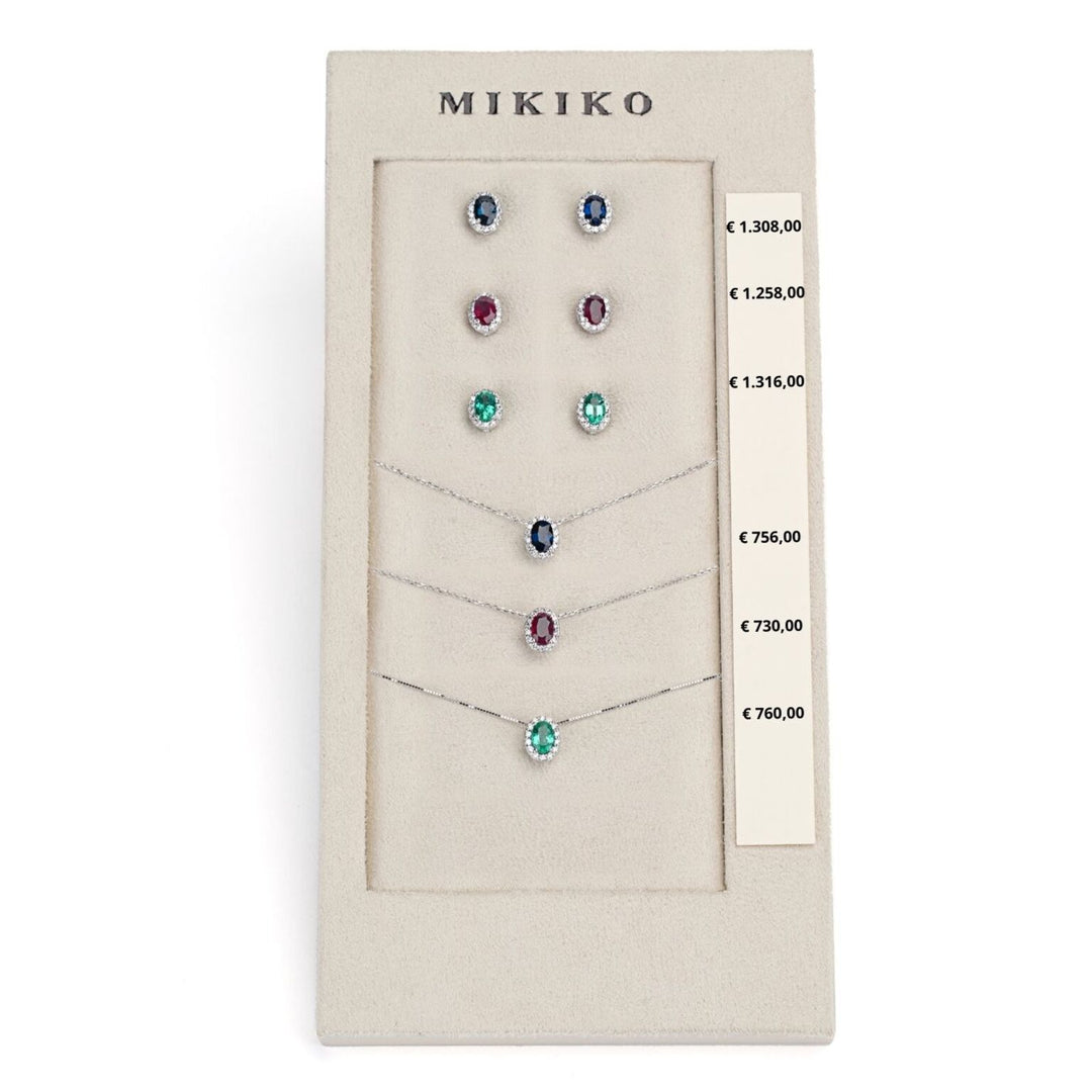 Mikiko-Paket Kl. 5059 + oder 5038 18kt oval 6x4 Saphir, Rubin und Smaragd tr. M.LIGHTBOX.13-T