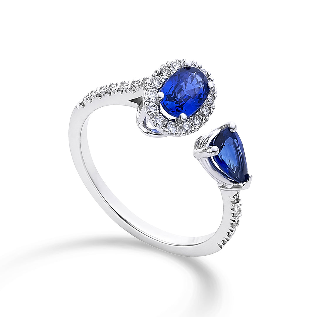 Golay-Ring mit ovalen Saphiren 6x4 und Tropfen 6x4 ACLC300DIZB-22119110019