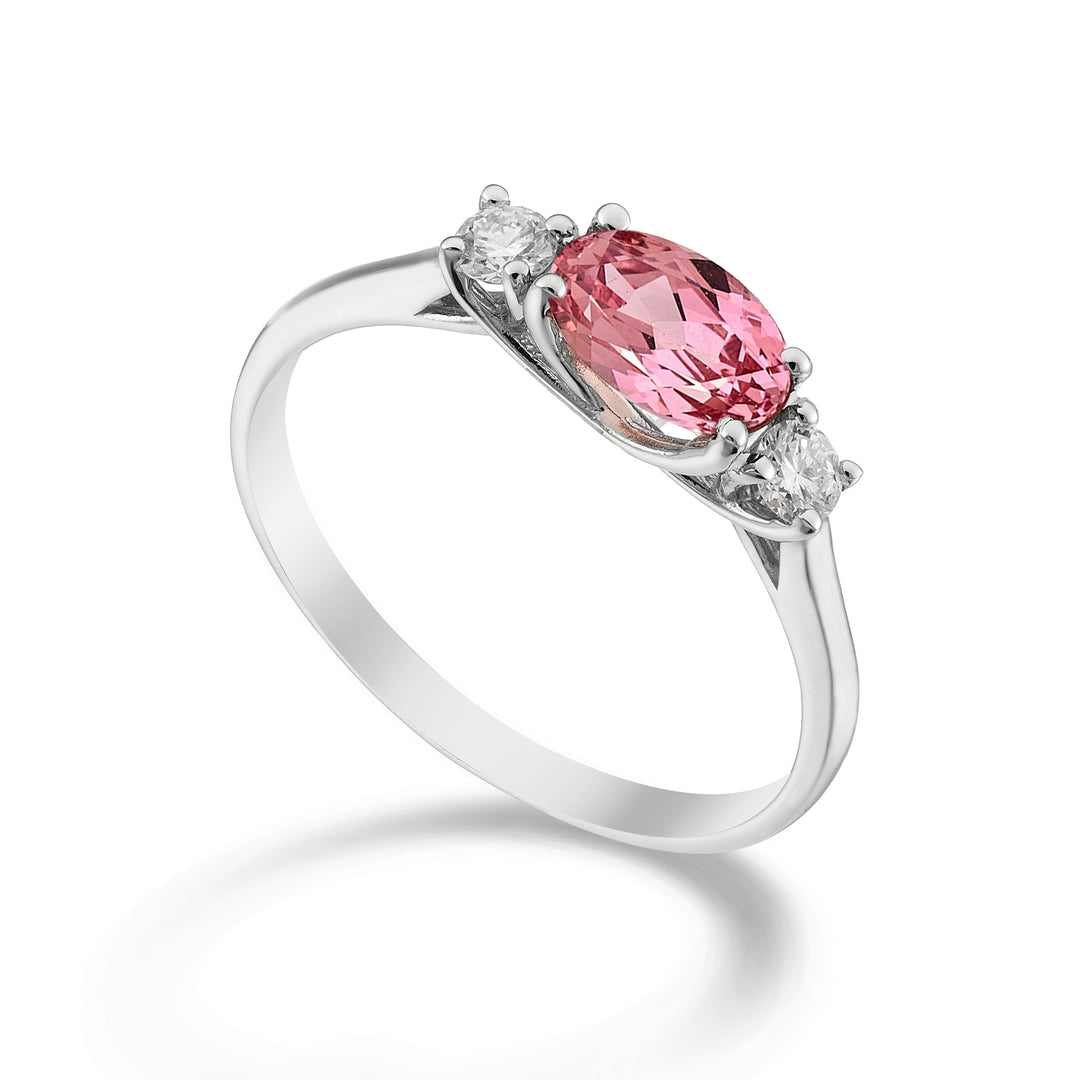 Nihama, ein ovaler rosa Saphir aus 18 Karat, 7 x 5 ct. 0,80 dia ct. 0,16 NA5113O4ZFRP