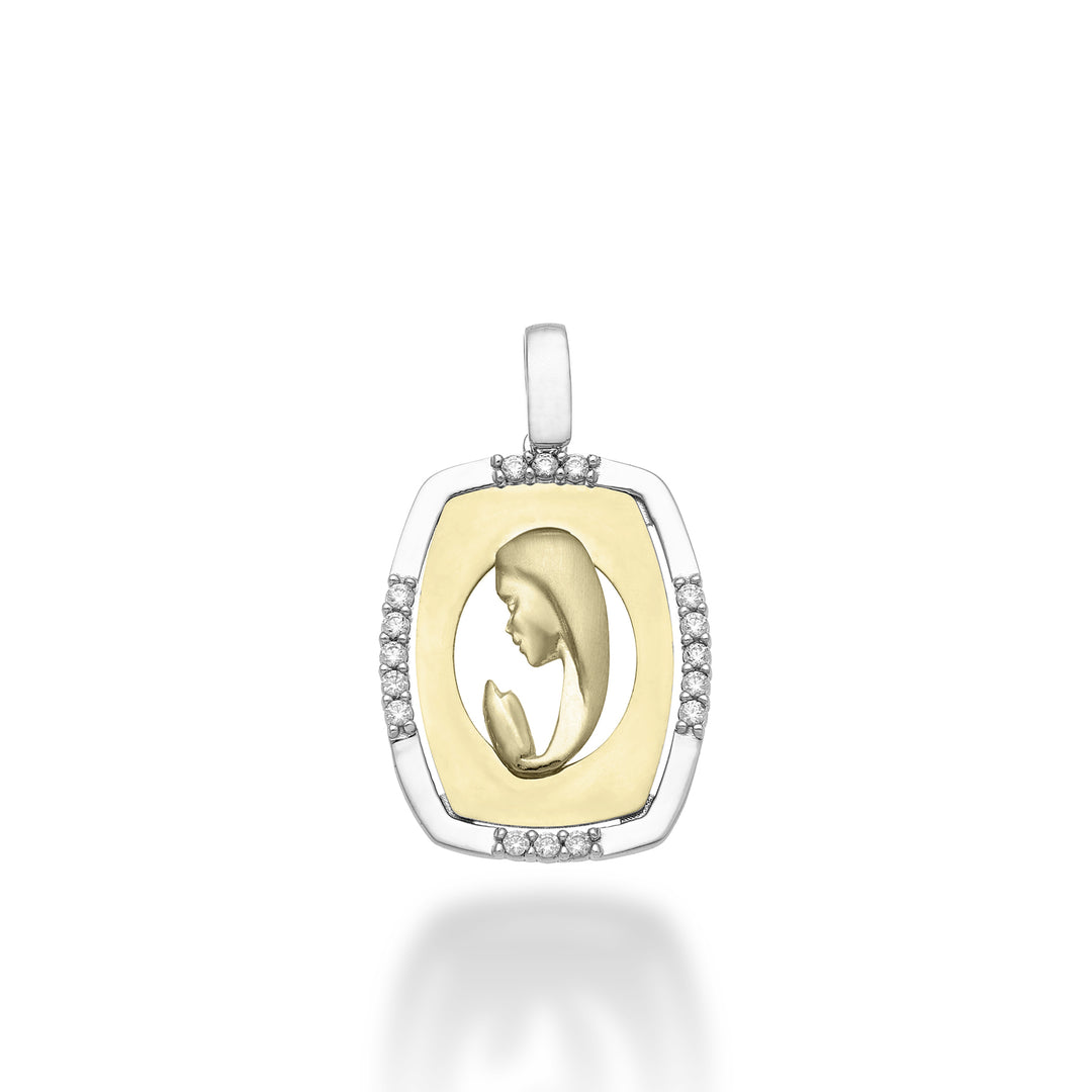 Nihama pe 18k 0,13 ct Madonna biddend wit/geel goud 1,9 cm NP5025O7BR013