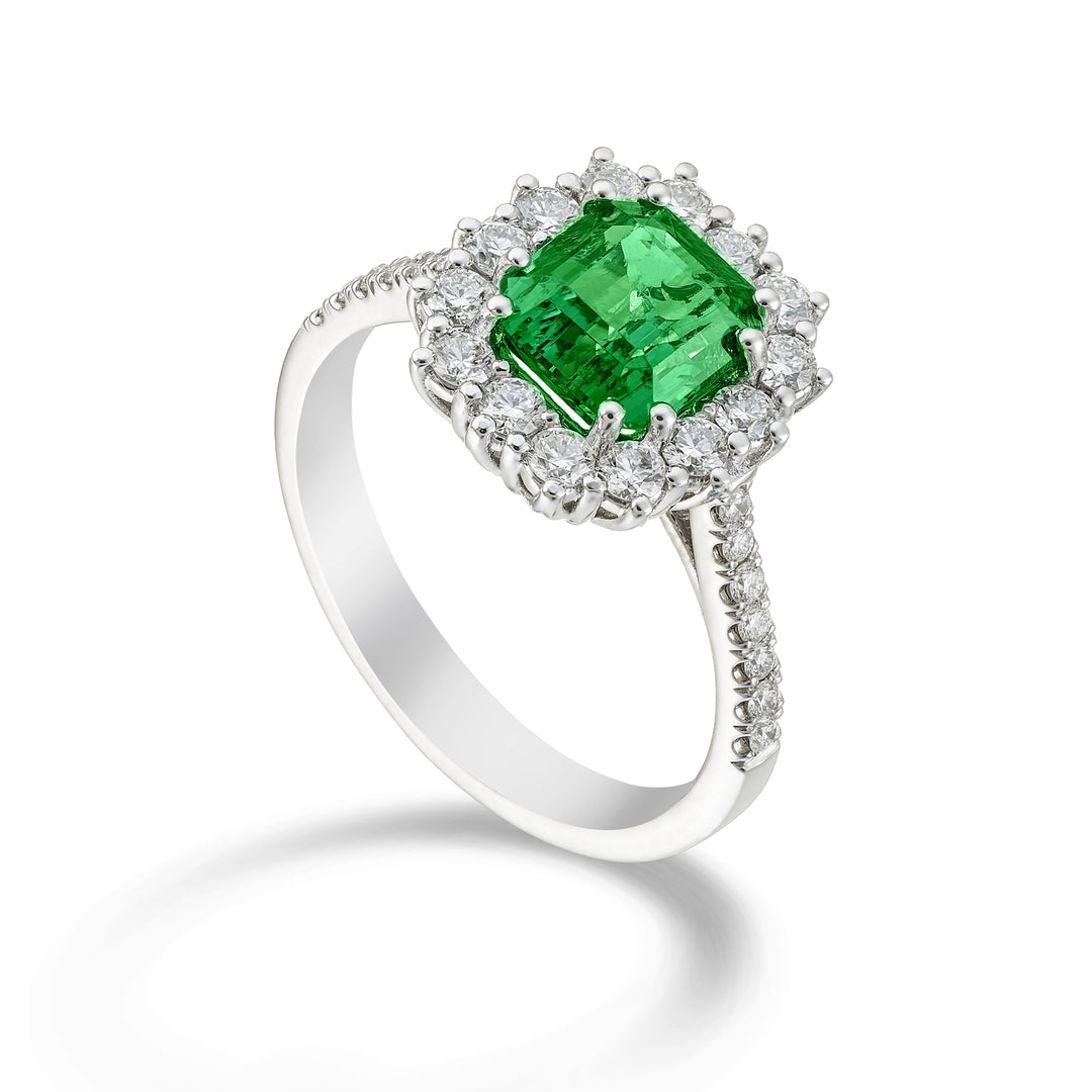 Golay okt smaragdgroene ring 7x7 contour en verzonken schacht ACLC079DISM77-23331110124