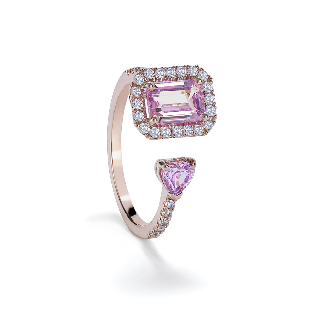 Golay-Ring mit rosa Oktav-Saphiren 7x5 und Herz 4x4 ACLC311DIZP-22188110019