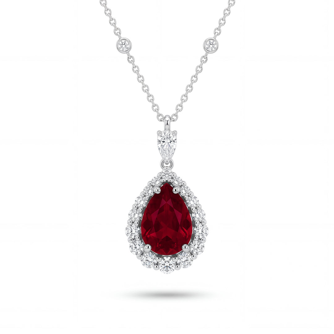 Golay ketting met robijn druppel hanger 8x11 en contour PCLC893DRU118-26140110219