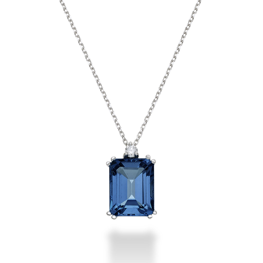 Nihama cl 18k achthoekige London Blue Topaas 7x9 ct.2,65 diam. ct.0,04 NPCL090DITPBL4O4