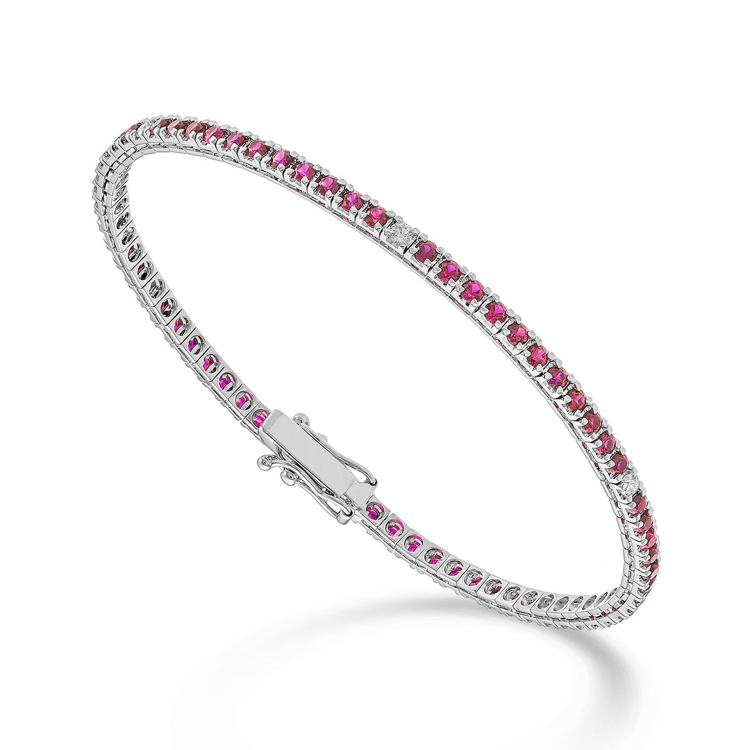 X-Diamond br tennis 18k rubies ct.2.90 lab. grown ct. 0.22. 17.5cm - 71 settings LXDBTQ250RBRDIO4