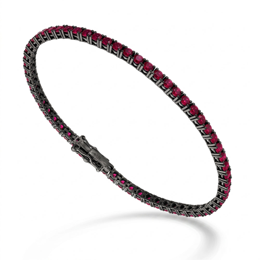 Tennisarmband der World Diamond Group, Rubine, heller Draht, je 0,015 ct. BTF800RU0017-175-26184110085