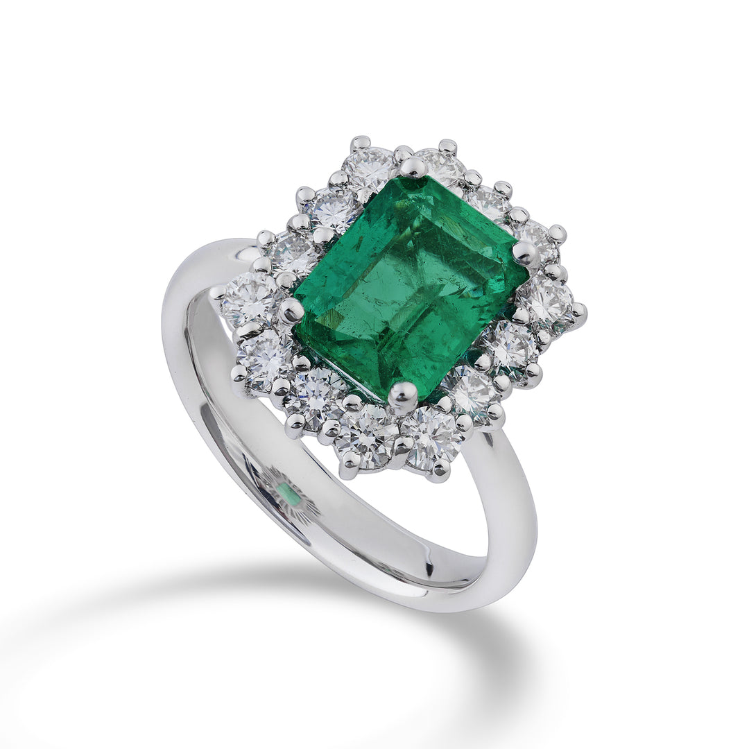 Golay-ring met okt. smaragd 9x7-14 contourstenen ACL058DISM79-23310110086