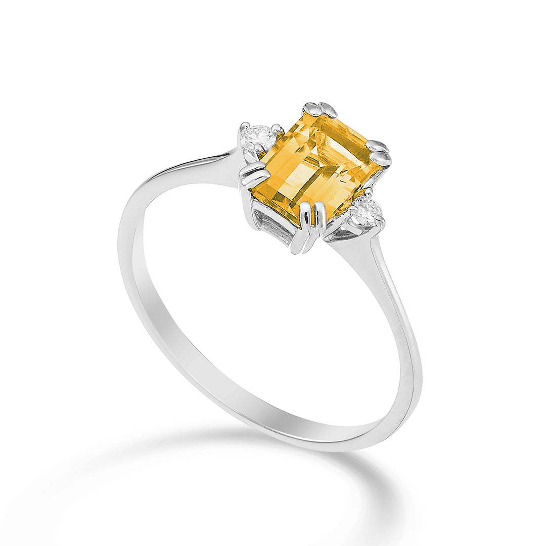 Nihama, ein achteckiger Citrin aus 18 Karat, 7 x 5 ct. 0,85 Durchm. ct.0,05 NACL090DICITR2O4