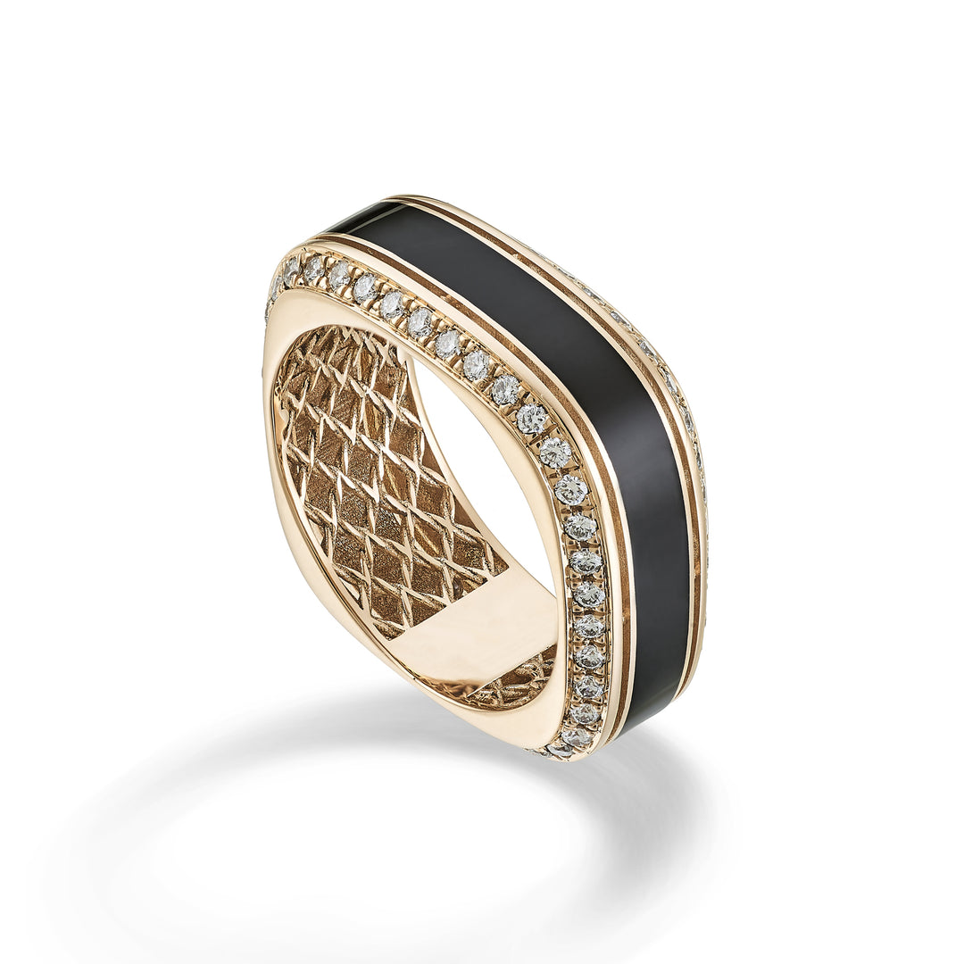 Golay lichtkubusring 8mm onyx emaille en diam ACUBET002DIBLK2-23340110088