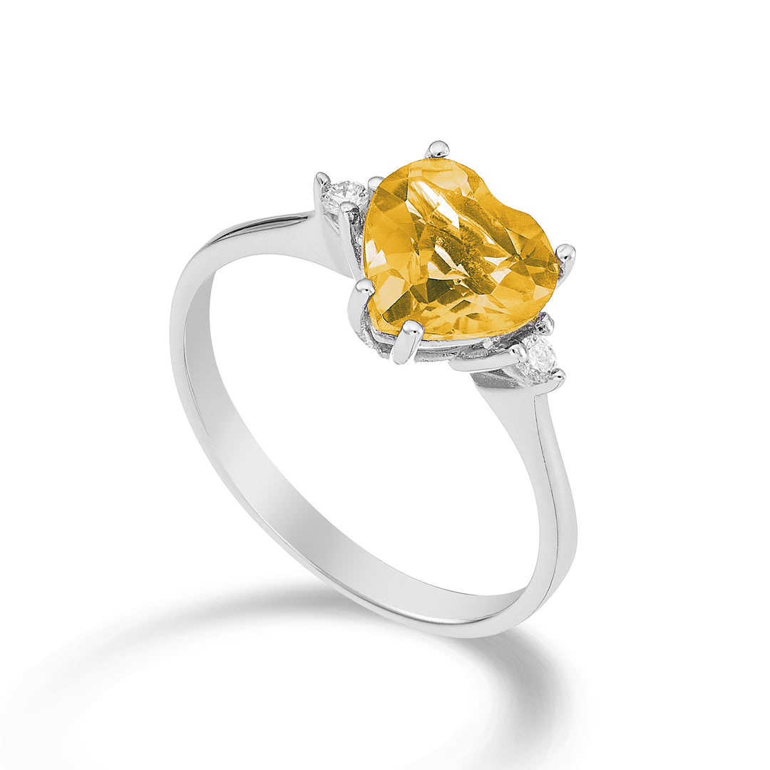 Nihama een 18k citrien hart 8x8 ct.1,45 diam. 0,05 ct NACL198DICITR88O4