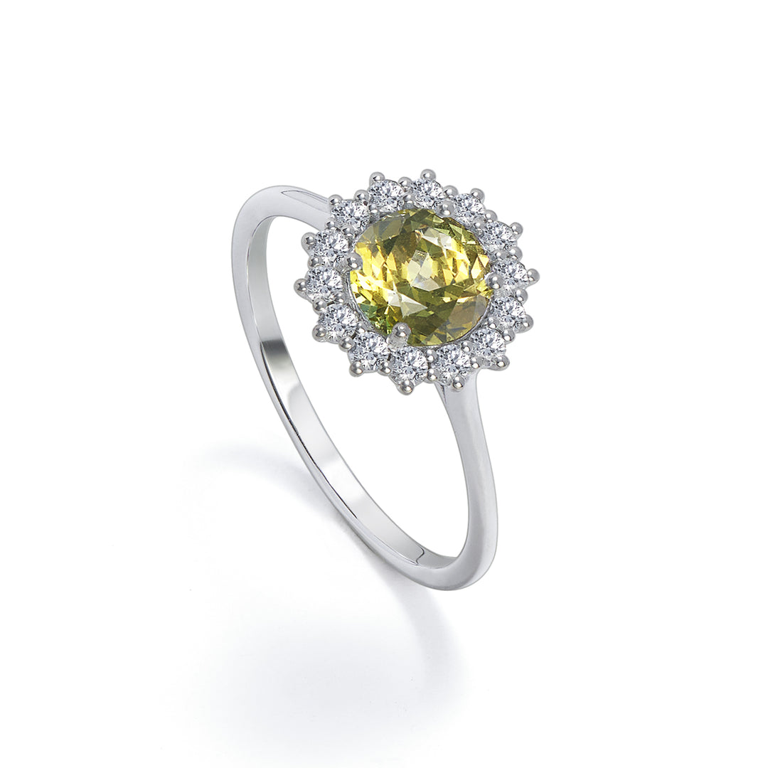 Golay 6x6 runder Peridot-Ring mit Diamantkontur ACL118DIPE-22304110043