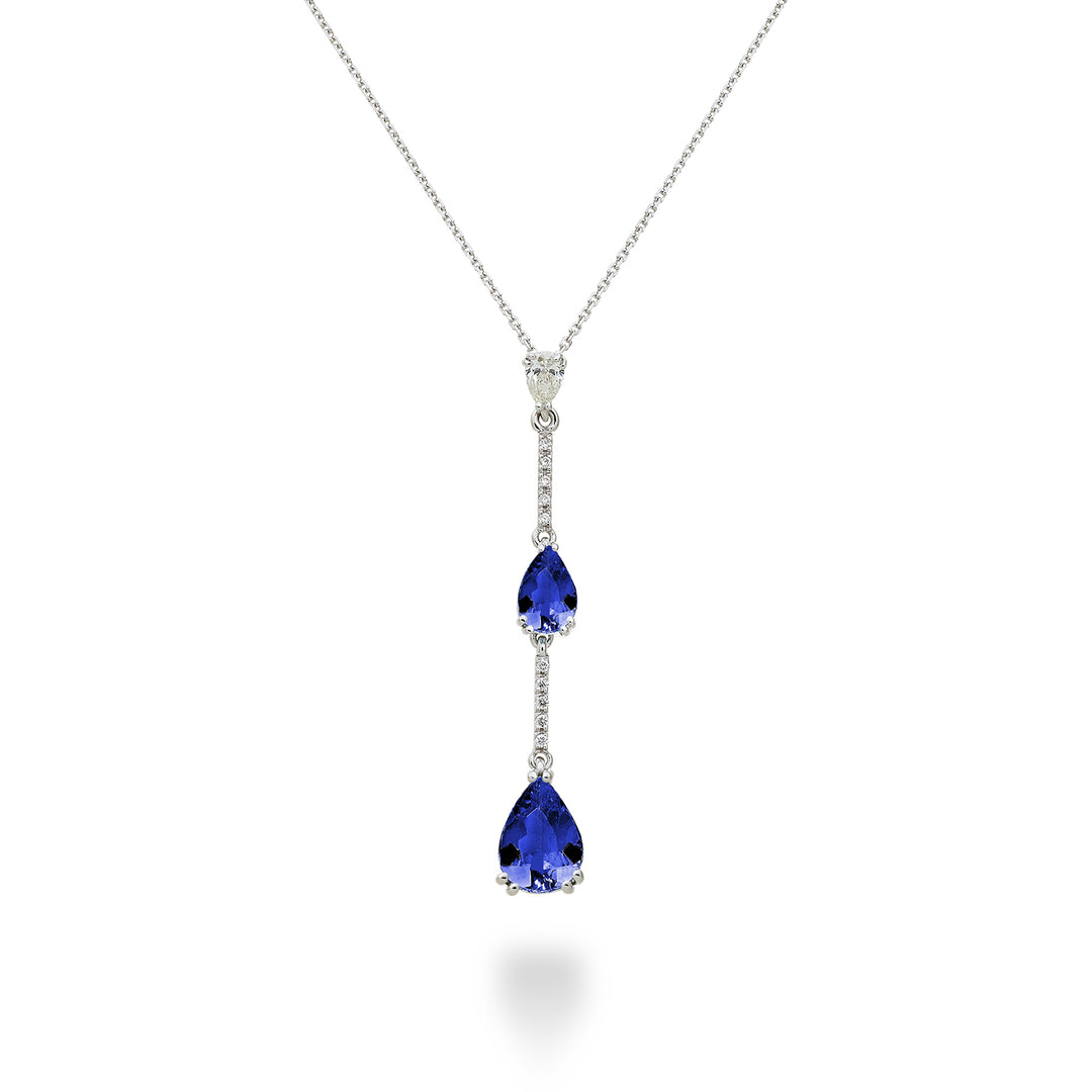 Golay tanzaniet hanger ketting met scalaire druppels en staafjes PCL195DTZP68-23058110024