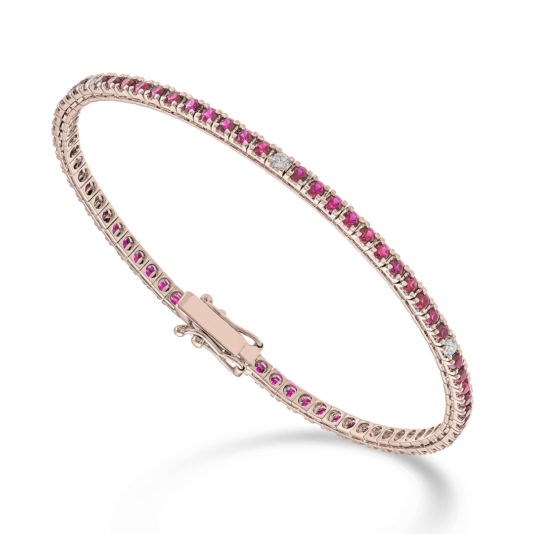 Nihama Br Tennis 18 Karat Rubine 2,90 ct Diamanten 0,22 cm 17,5 Roségold – 71 Fassungen NBTQ250RBRDIO3