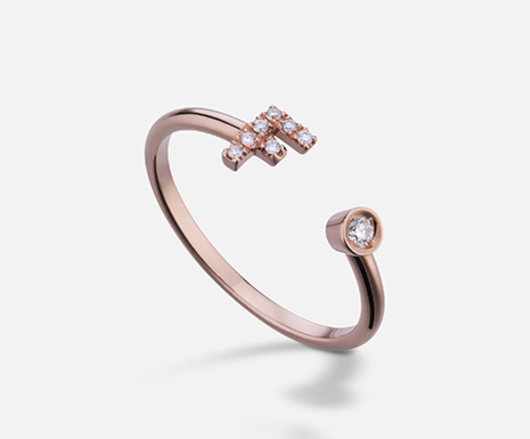 Golay an 9k letter f small rose gold diam. ct.0.07 GAFFD1R3