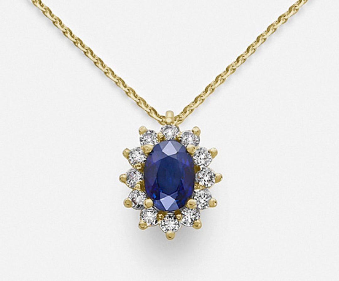 Nihama cl 18k Saphir Nr. oval 7x5 ct. 0,85 Durchm. 0,30 ct Gelbgold ND5048O1ZFN085
