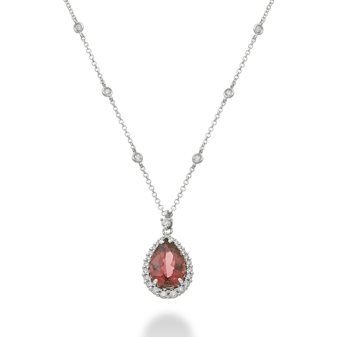 Rosa Turmalin-Halskette von Golay, Tropfengröße 10 x 7 und Schuppenkontur GCLC475DTO107-24208110024