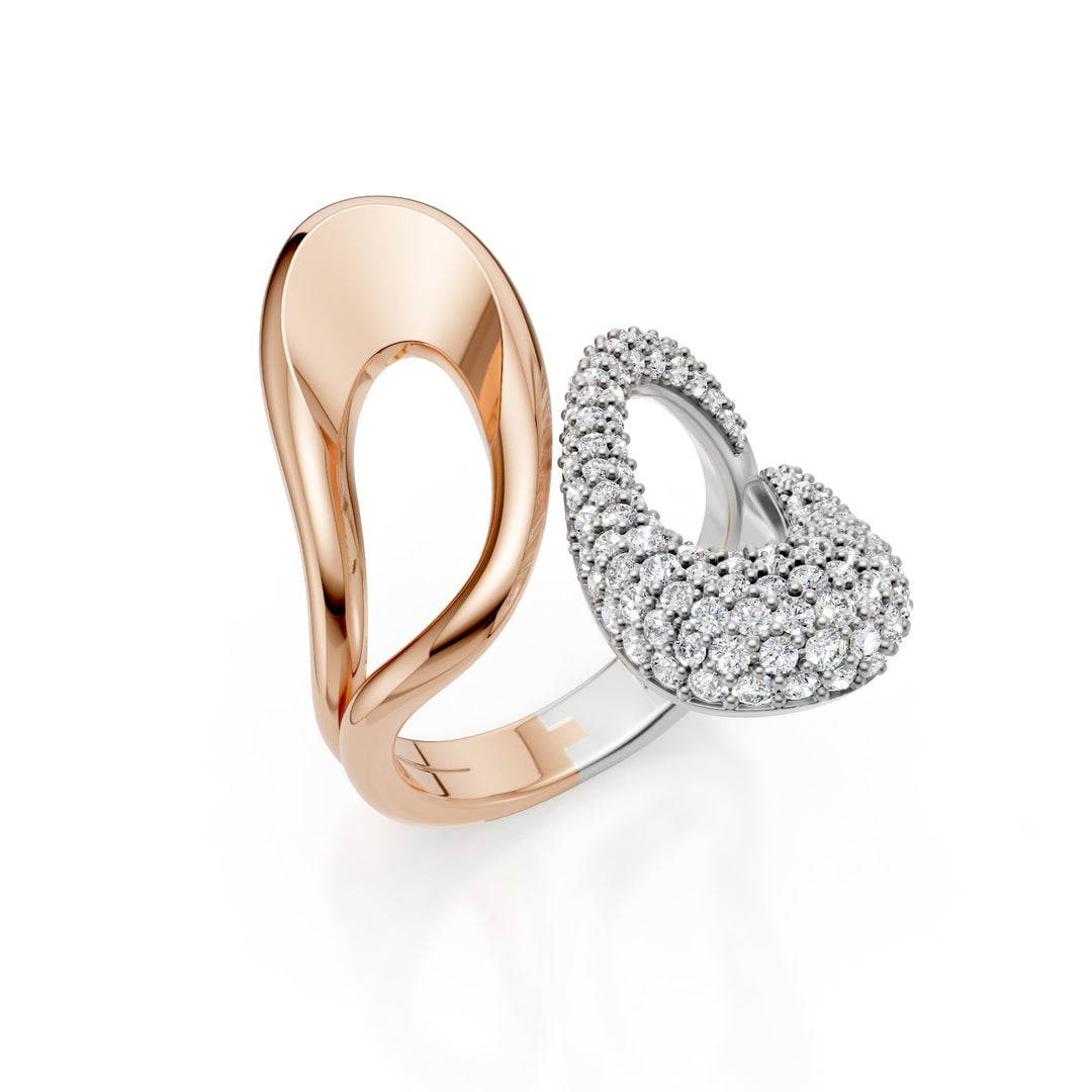 Golay tweekleurige witte en roze ring, pave&