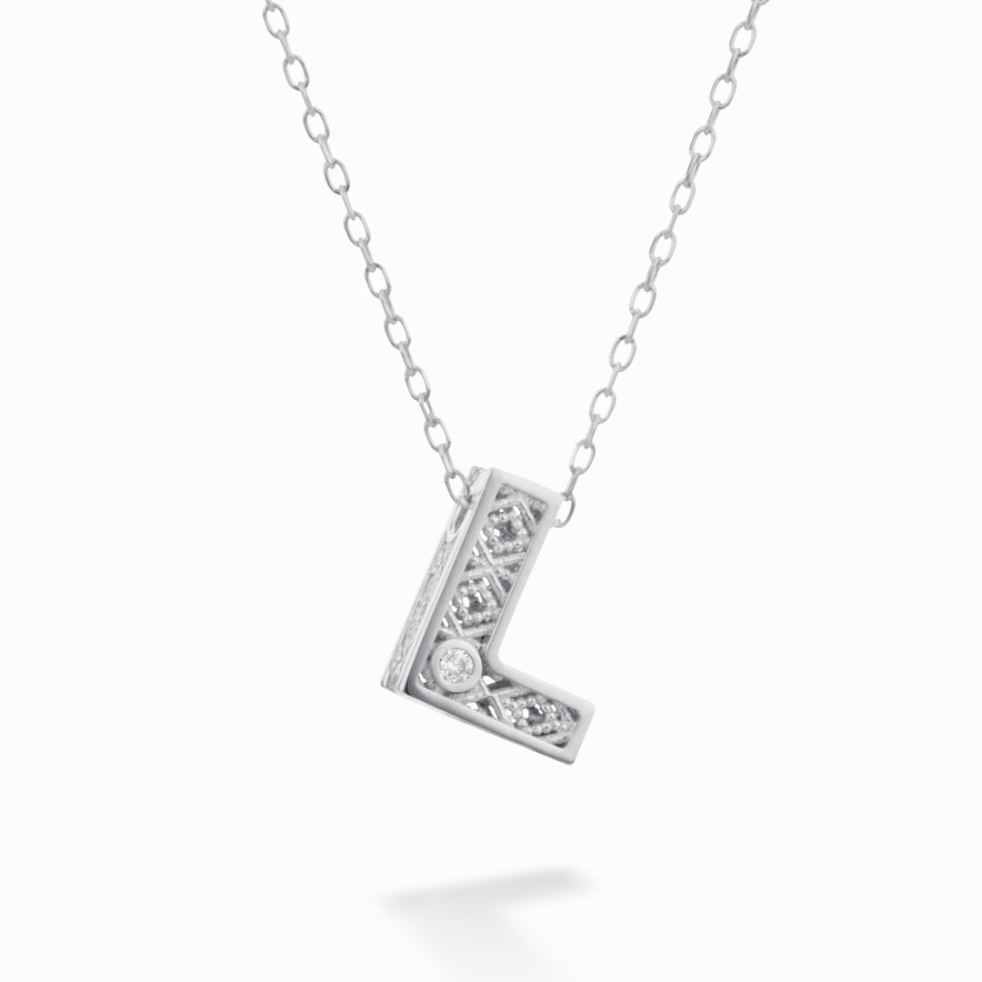 Nihama cl 18k letter l witgoud diam. ct.0,01 NDLETLO4