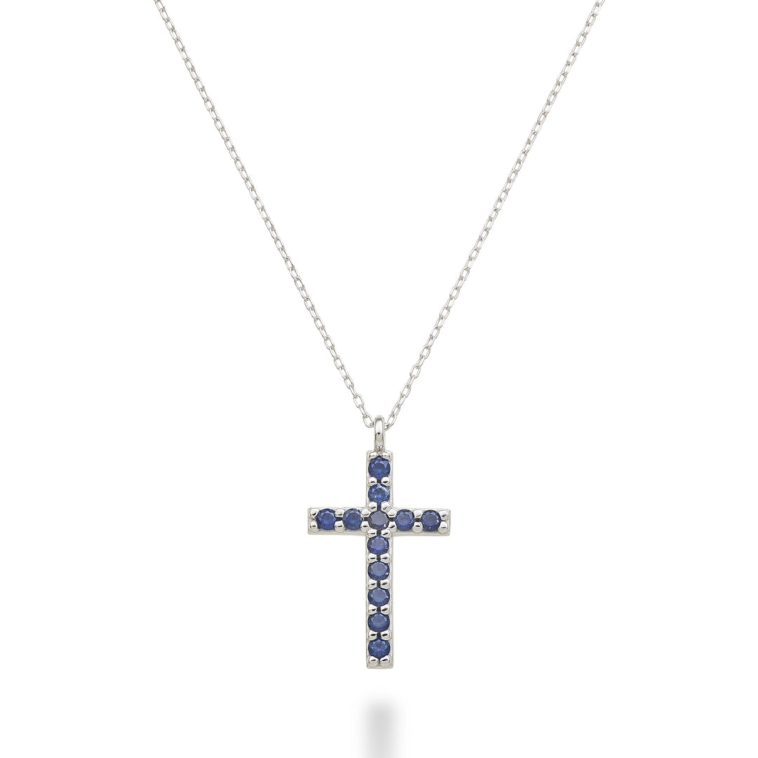 Nihama cl 18k cross size 4 (1.7 cm) white gold with sapphires 0.25 ct NDCRO4O4ZFR