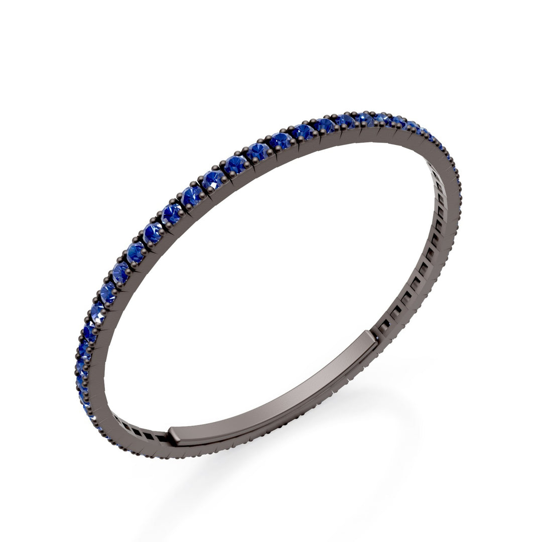 X-Diamond gray titanium tennis bracelet set entirely with sapphires, with butterfly clasp, 18.5cm, second size LXDBRT012ZAGR-185