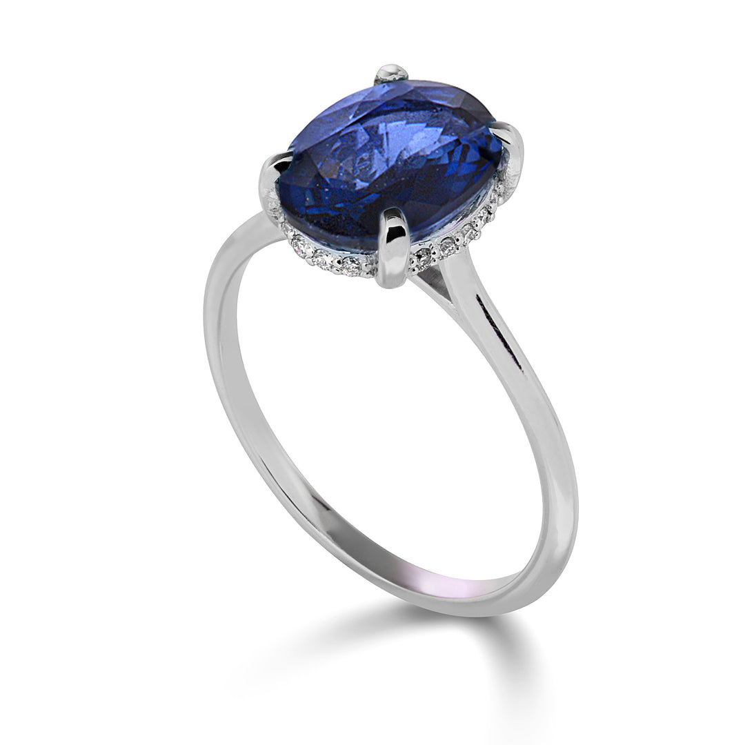 Mikiko een 18k ovale saffier 10x8 vernieuwing bezet met diamanten MA5222O4ZFR