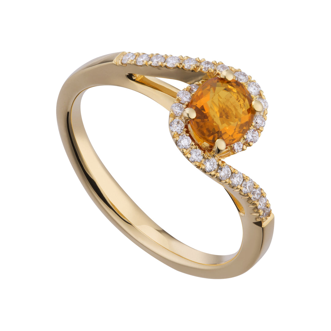 Golay ovale gele saffierring 6x5 en diamanten omlijning ACLC203DIZY-21034110062