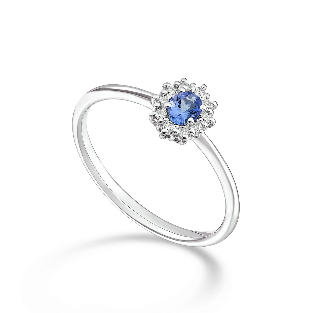 Mikiko een 9k ovale tanzaniet 4x3 ct.0,14 diam. ct.0,08 MA5166R4TZN