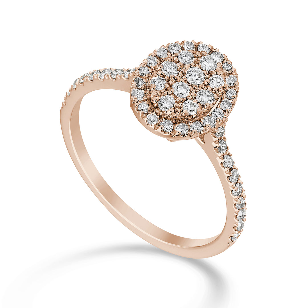 Ovaler Golay-Ring mit mehreren Steinen und versenkter Schiene. Roségold AMPC002DIR-23055110018
