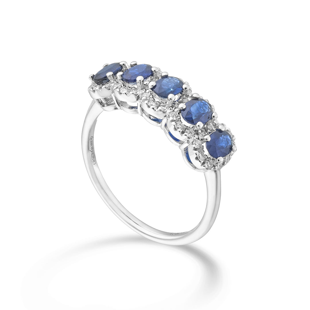 Nihama an 18k 5 oval sapphire stones 4x3 ct. 1.00 diam. 0.24 ct NA5195O4ZFD43