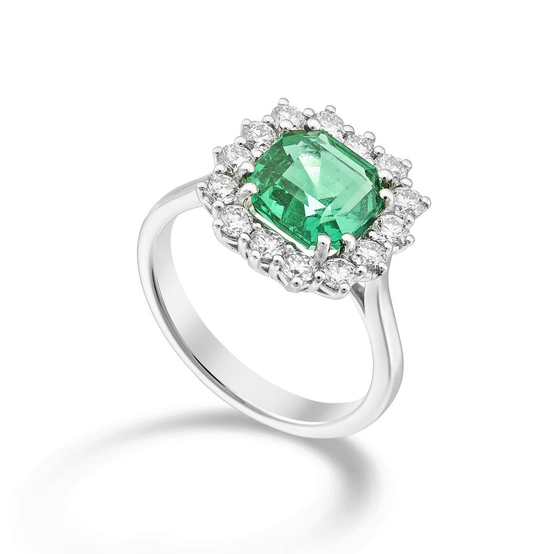 Golay oct emerald ring 8x8 with 14 diamonds outline ACLC771DSM88-25323110232