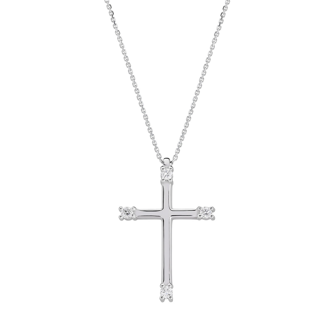 Golay groot kruis collier 4 diamanten PCR002DI2-18082110194