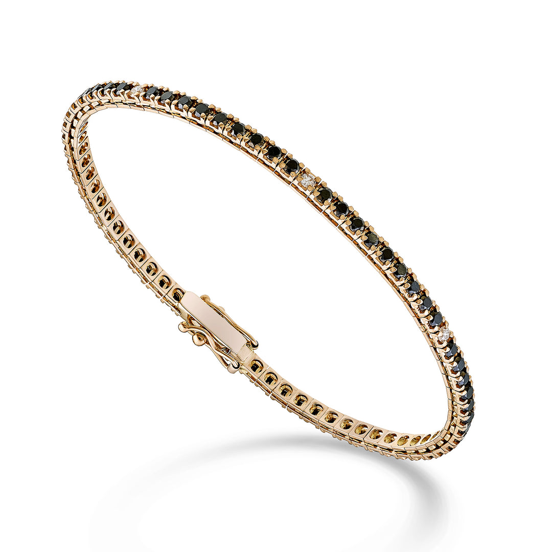 Nihama br tennis 18k black spinel 2.70 ct diamonds 0.22 ct. rose gold 17.5 cm - 69 settings NBTQ250SBKDIO3